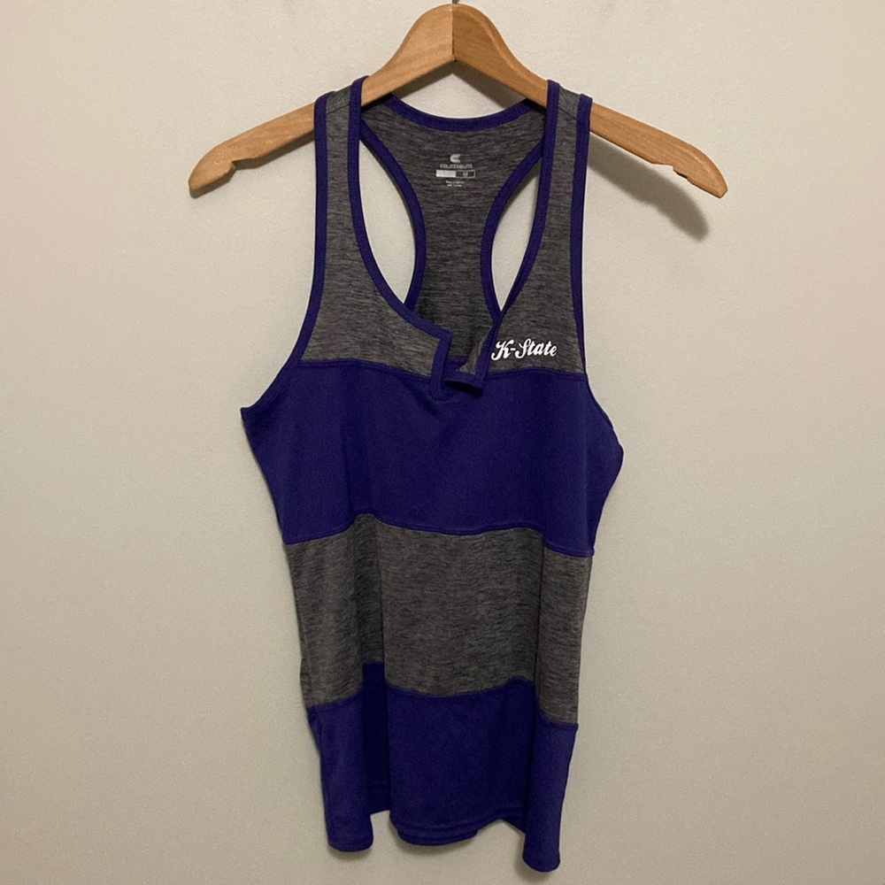 Women’s K-State Kansas State Colosseum Purple Gray Racerback Tank Top, medium